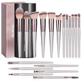 BS-MALL 18-piece makeup brush set with labeled handles, synthetic bristles, and black storage case.