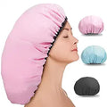 Extra-large waterproof shower caps with satin lining for braids, locs, dreadlocks, and long hair.