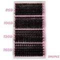 340 or 390-piece 8D fluffy individual lash clusters with mixed 40D to 160D volume for DIY eyelash extensions and at-home makeup