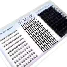 HBZGTLAD fluffy lash clusters in 60D-300D density featuring bottom and thorn lashes with spikes for fairy manga eye makeup.